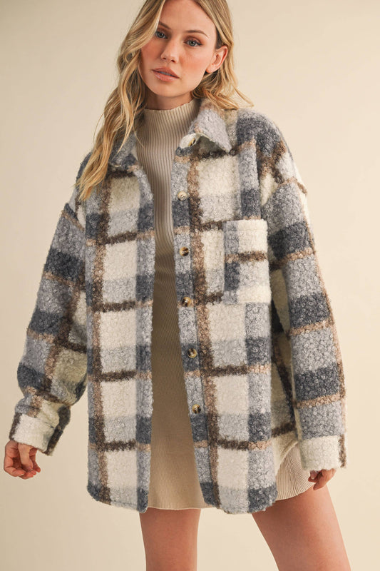 TEDDY PLAID OVERSIZED SHACKET
