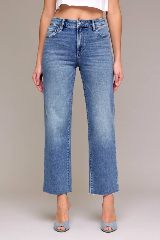 Medium Wash High Rise Straight Jeans