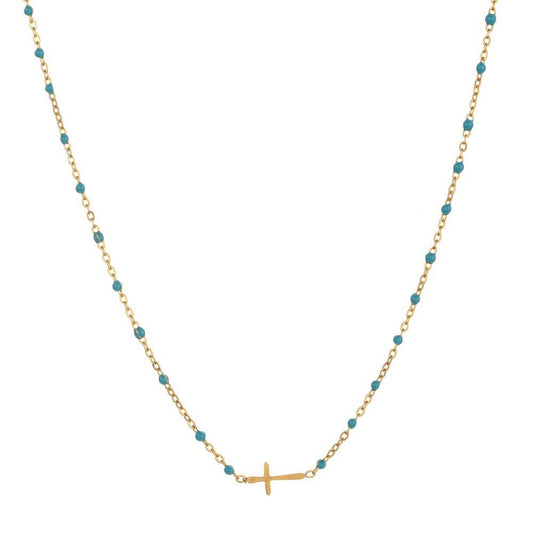 Teal Cross Necklace