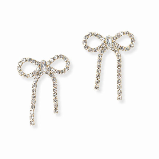 Ribbon Bow Crystal Earring