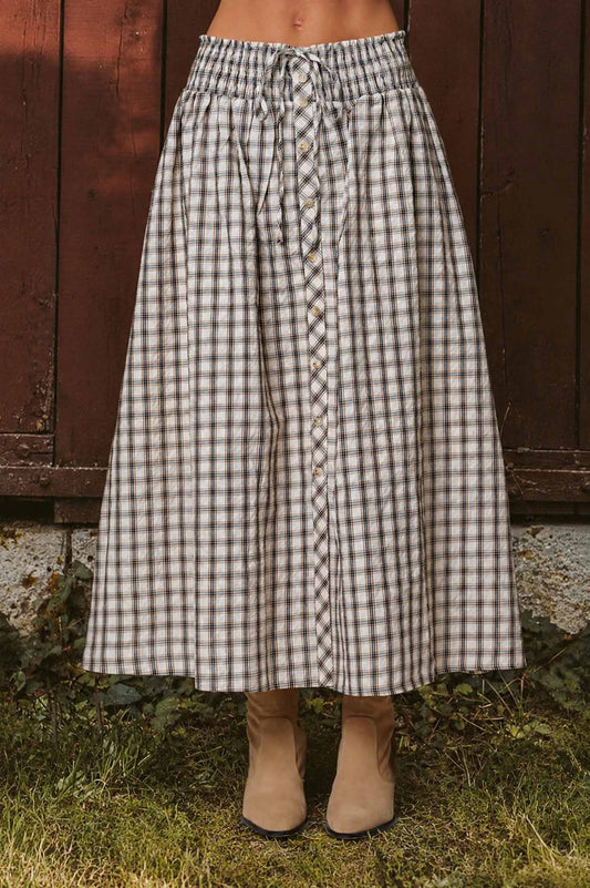 PLAID MIDI SKIRT
