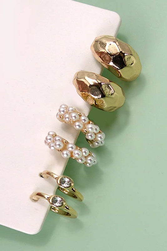 TRIO PEARL DIAMOND EARRINGS