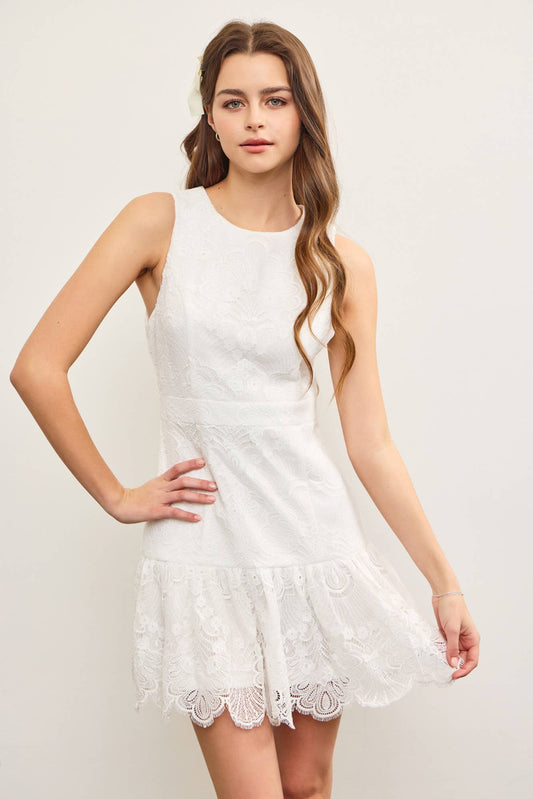 SLEEVELESS LACE DRESS