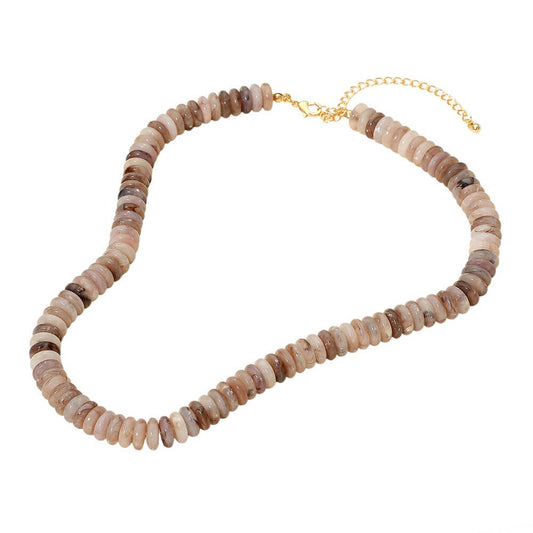 Flat Beaded Necklace: Gold,Neutral