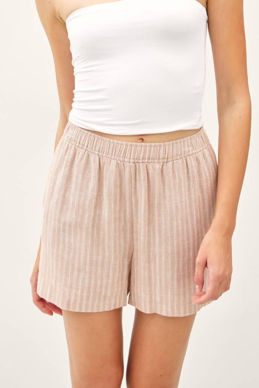 STRIPED BREEZY SHORTS WITH ELASTIC WAIST