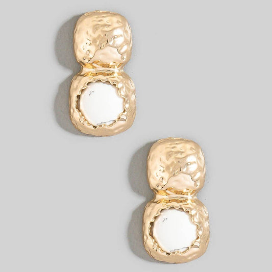 White Marble Dangle Earrings