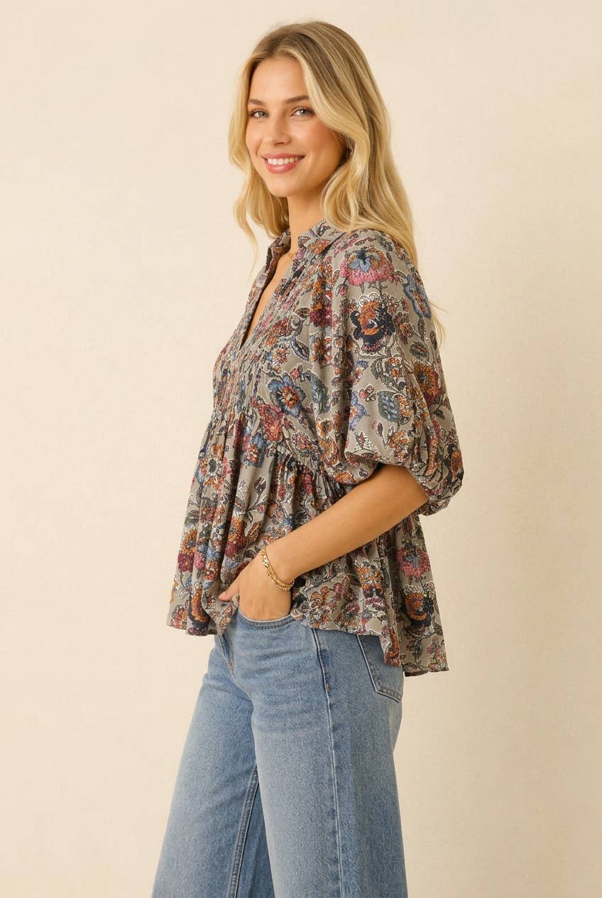 Floral Smocked Top