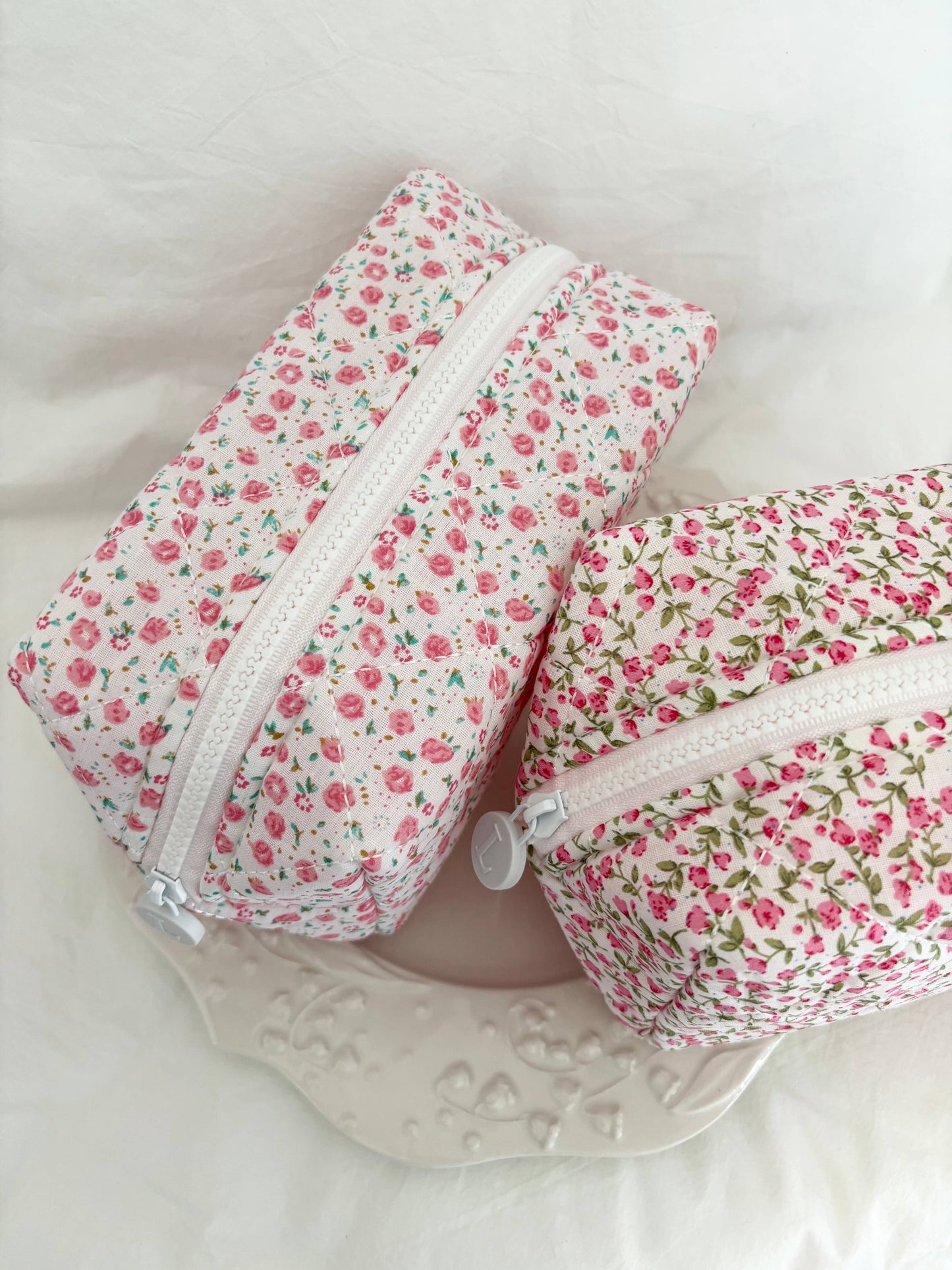 Quilted Floral  Make up Bags