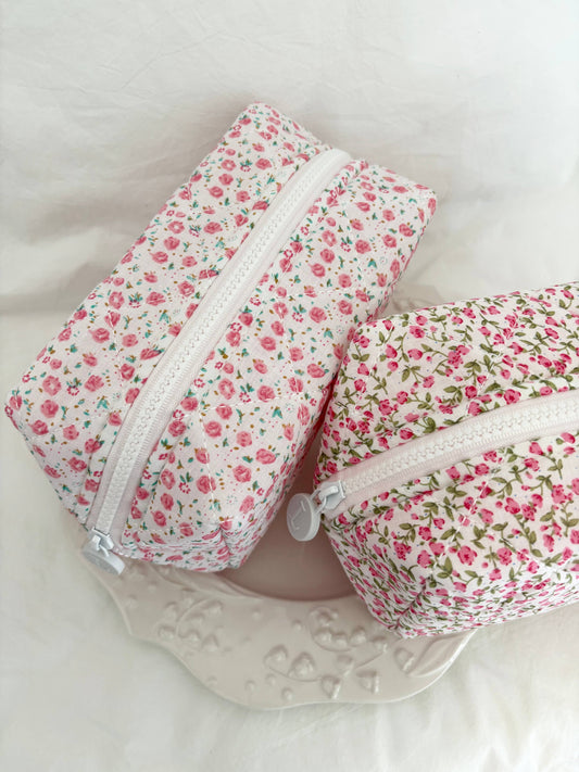Quilted Floral  Make up Bags