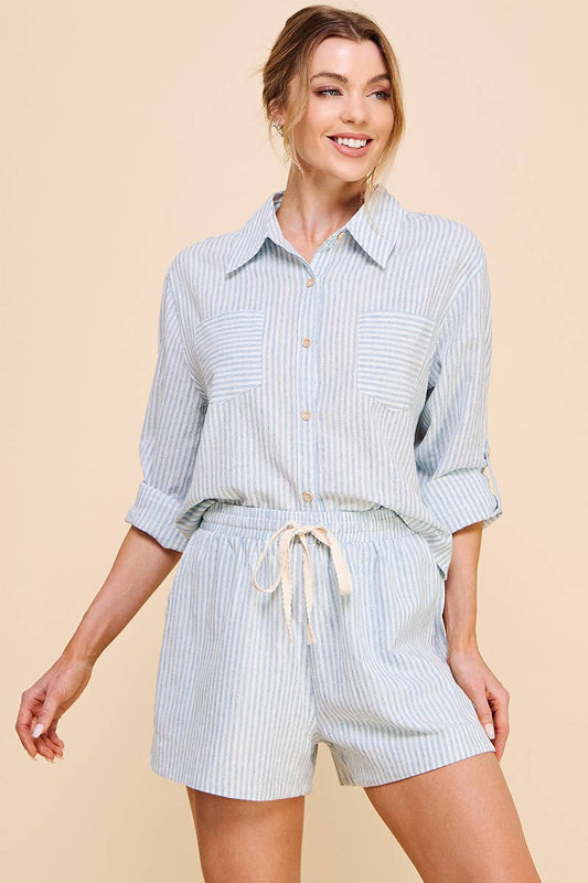 Cropped Linen Striped Set