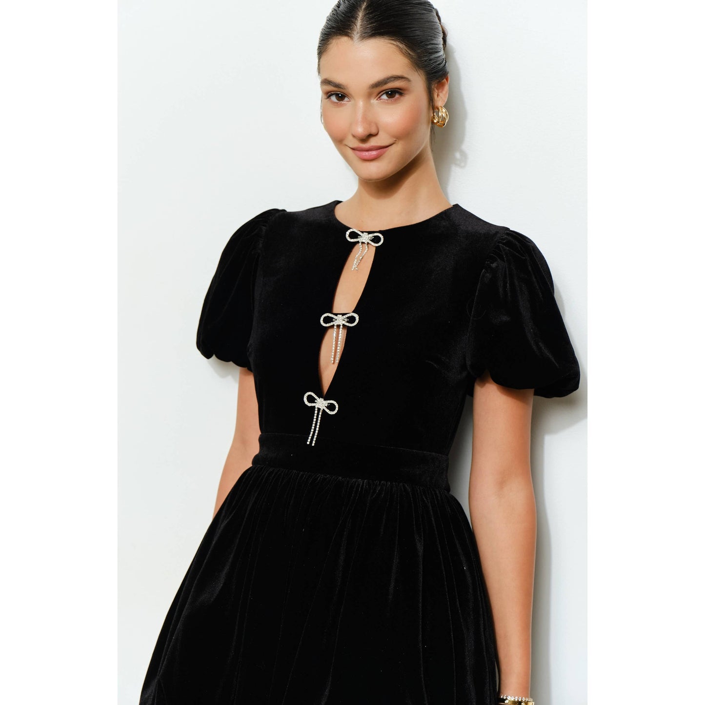 Velvet Bow Mini Dress