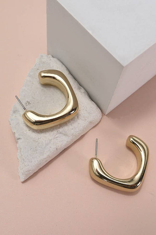 BUBBLE PUFFY SQUARE SHAPE TUBE HOOP EARRRINGS