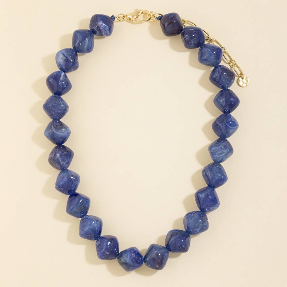 Blue Marble Resin Necklace