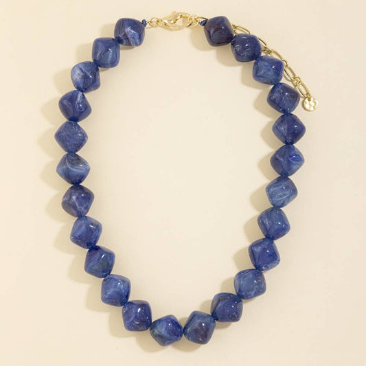 Blue Marble Resin Necklace