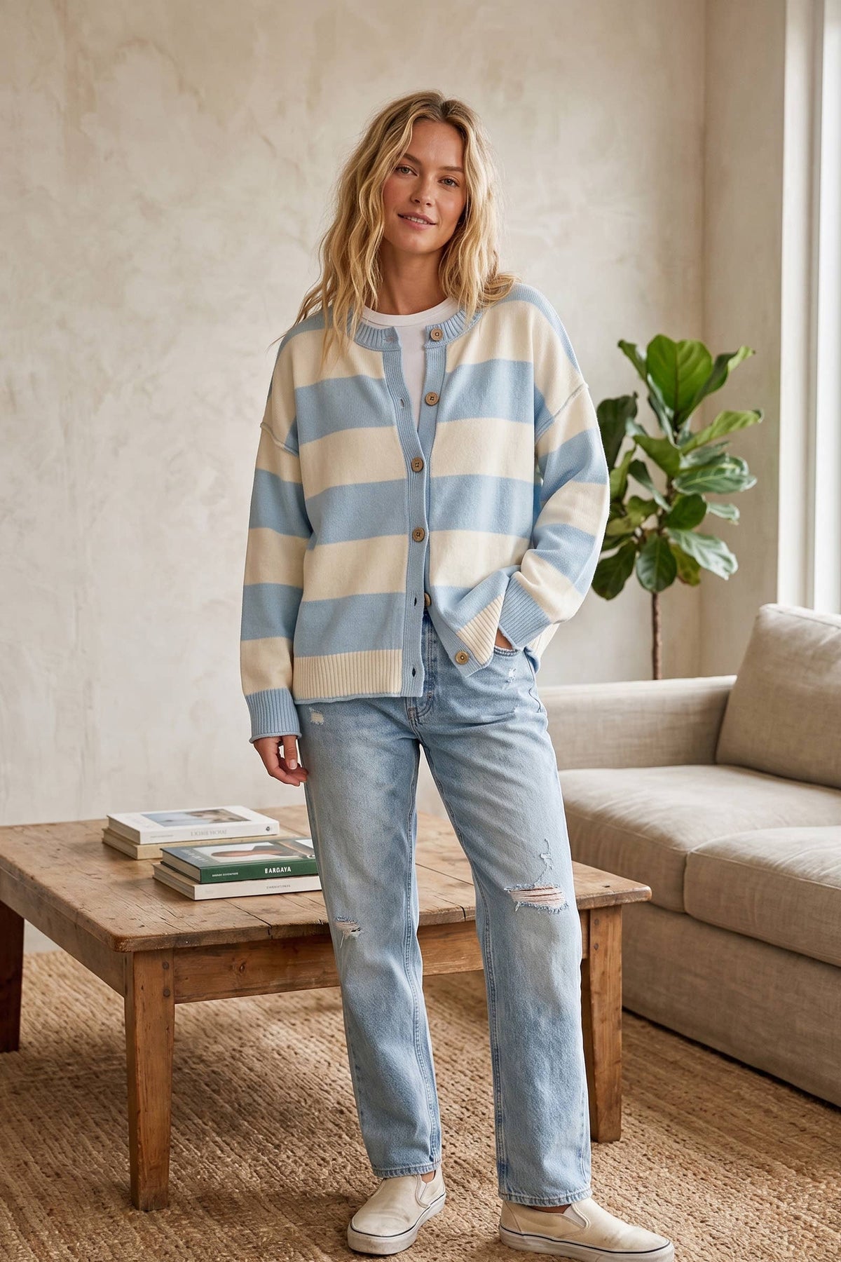 Stripe Sweater Cardigan