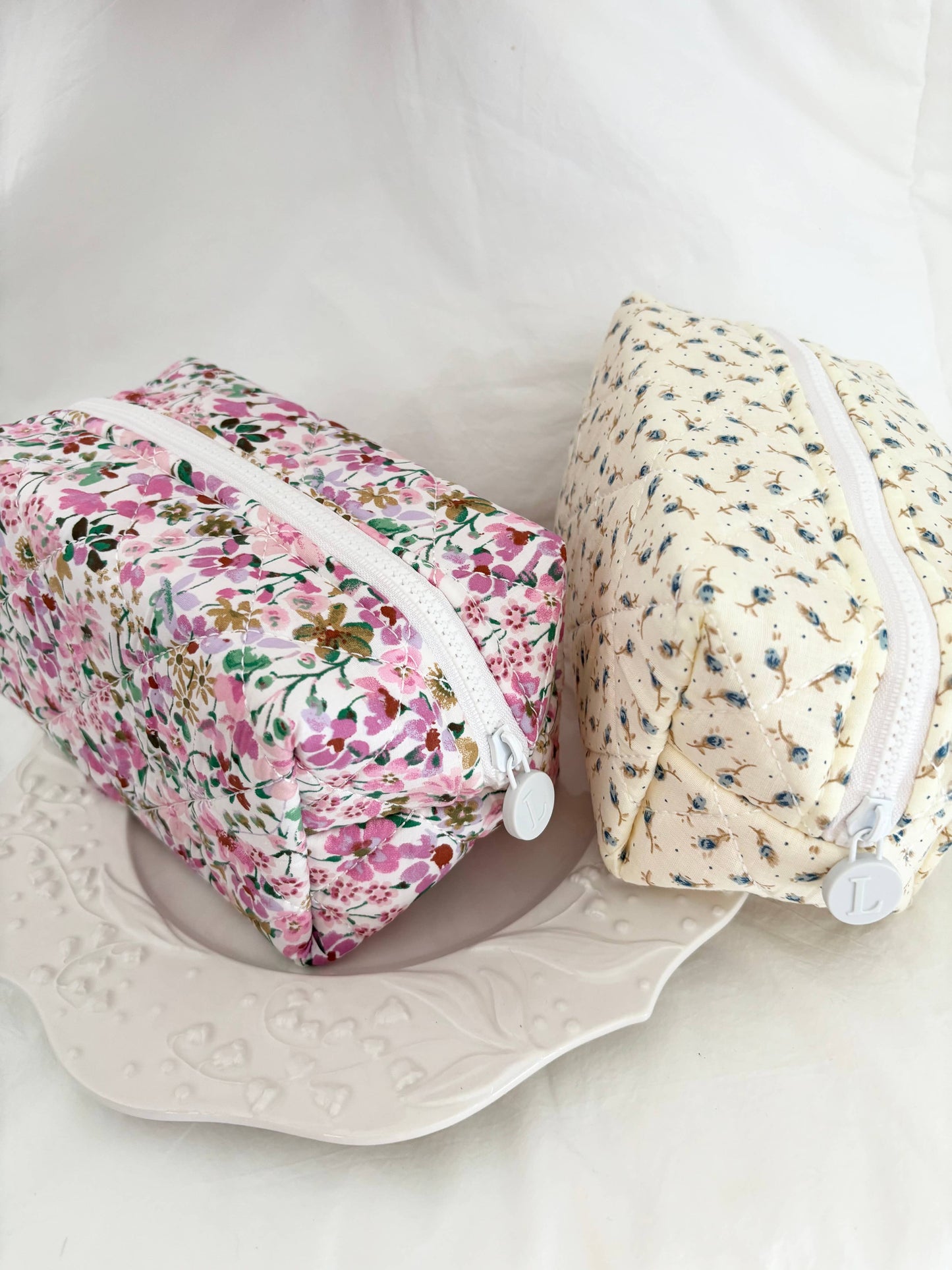 Quilted Floral  Make up Bags