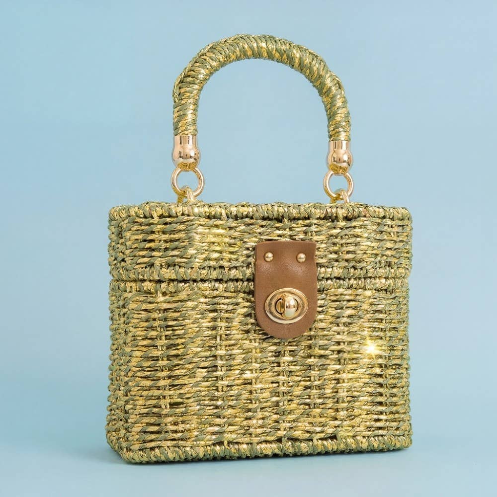 Metallic Straw Tote Bag