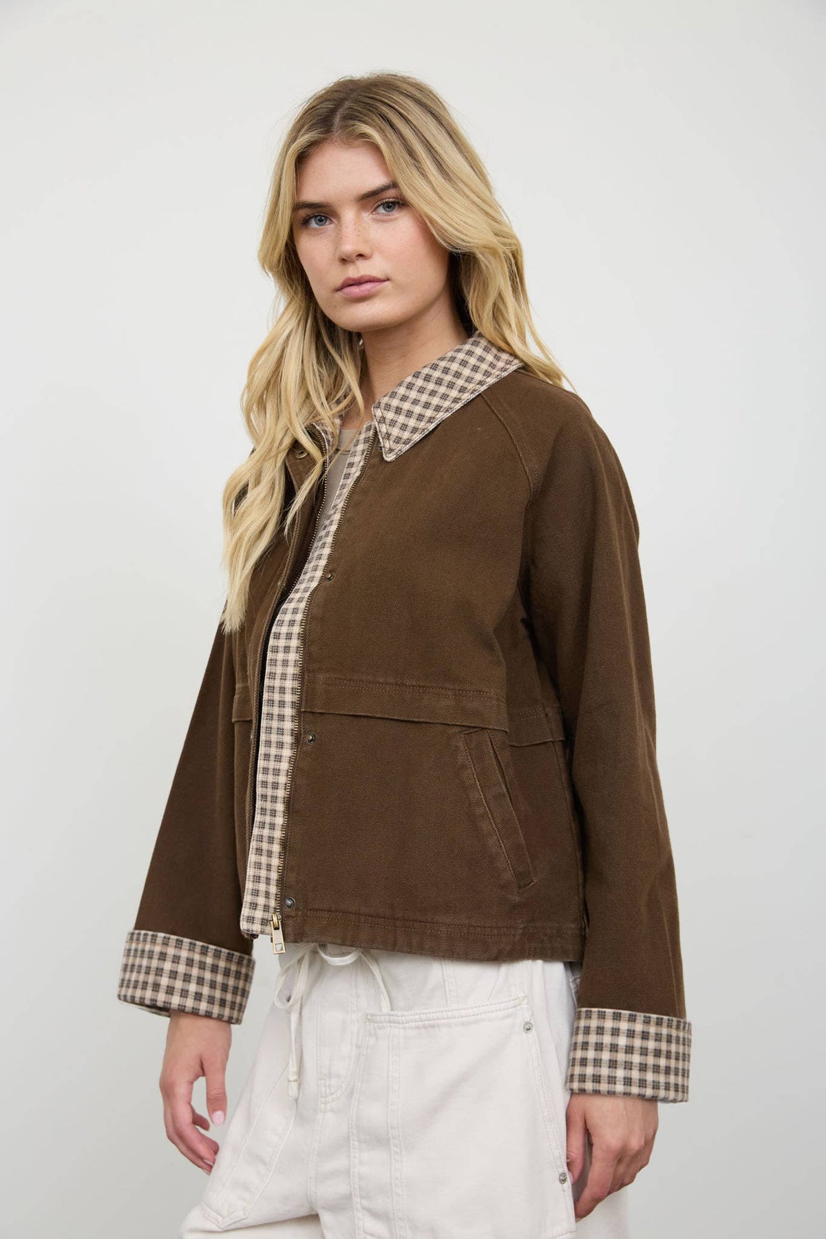 GINGHAM COLLAR JACKET