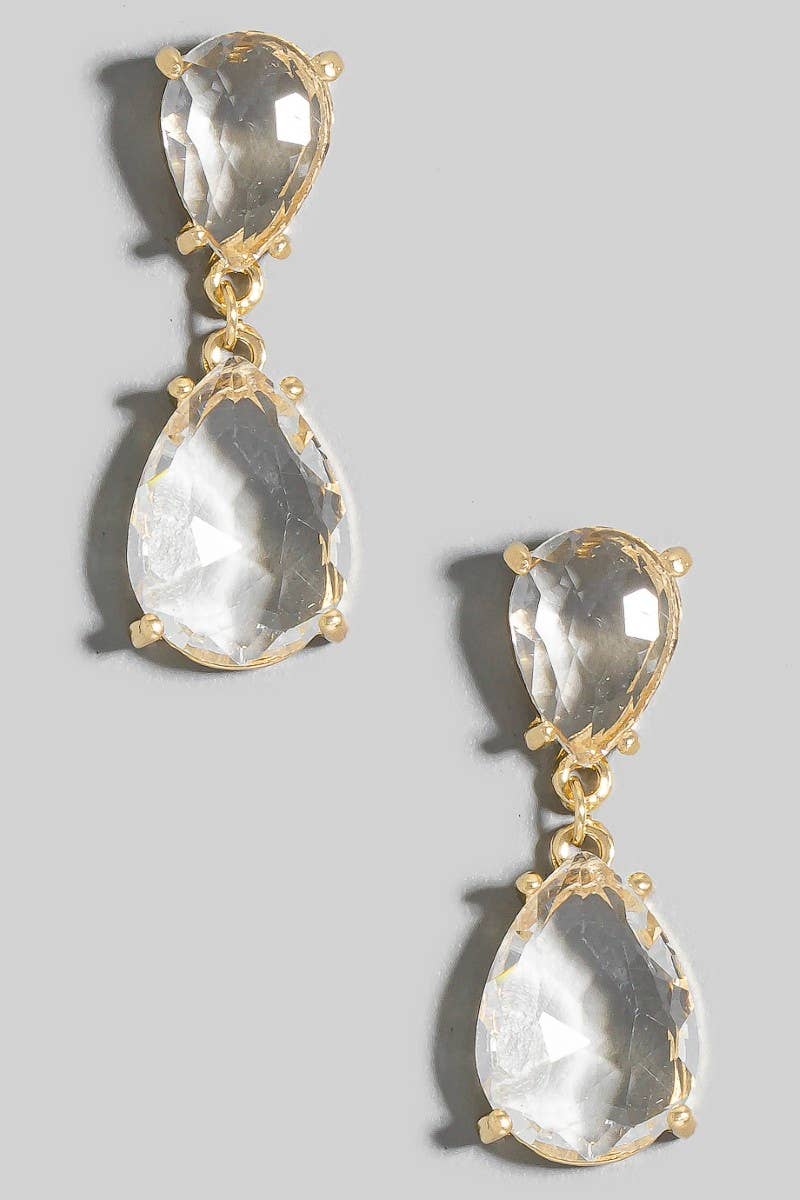 Double Faceted Teardrop Dangle Earrings
