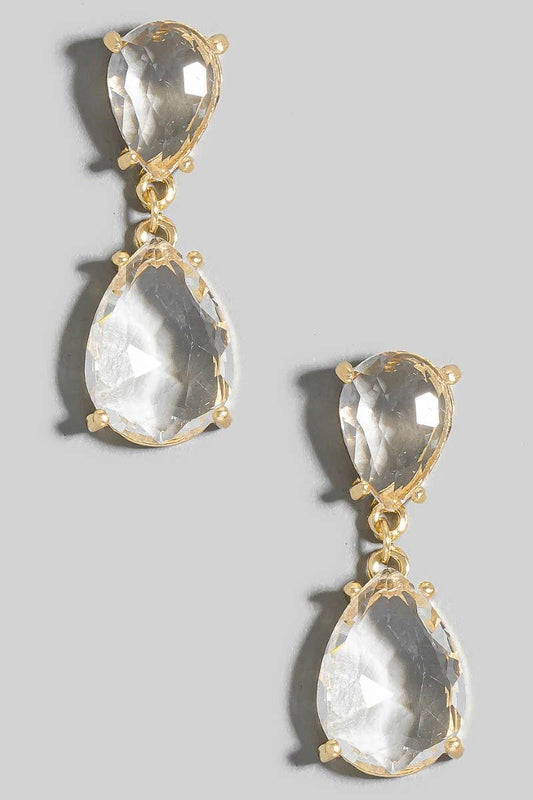Double Faceted Teardrop Dangle Earrings