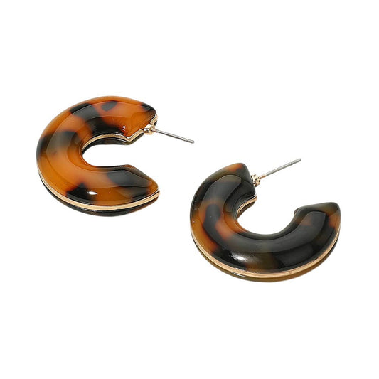 Chunky Tortoise Hoop Earrings