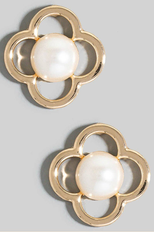 Pearl In Clover Stud Earrings