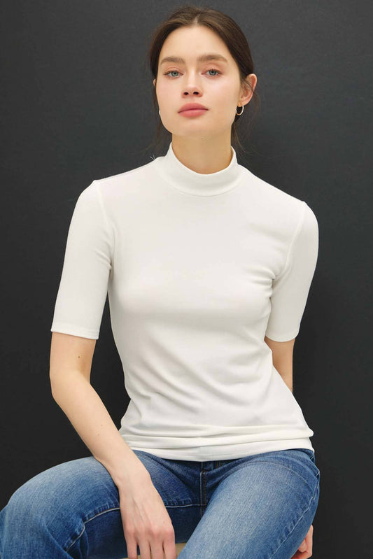 IVORY MOCKNECK KNIT TOP