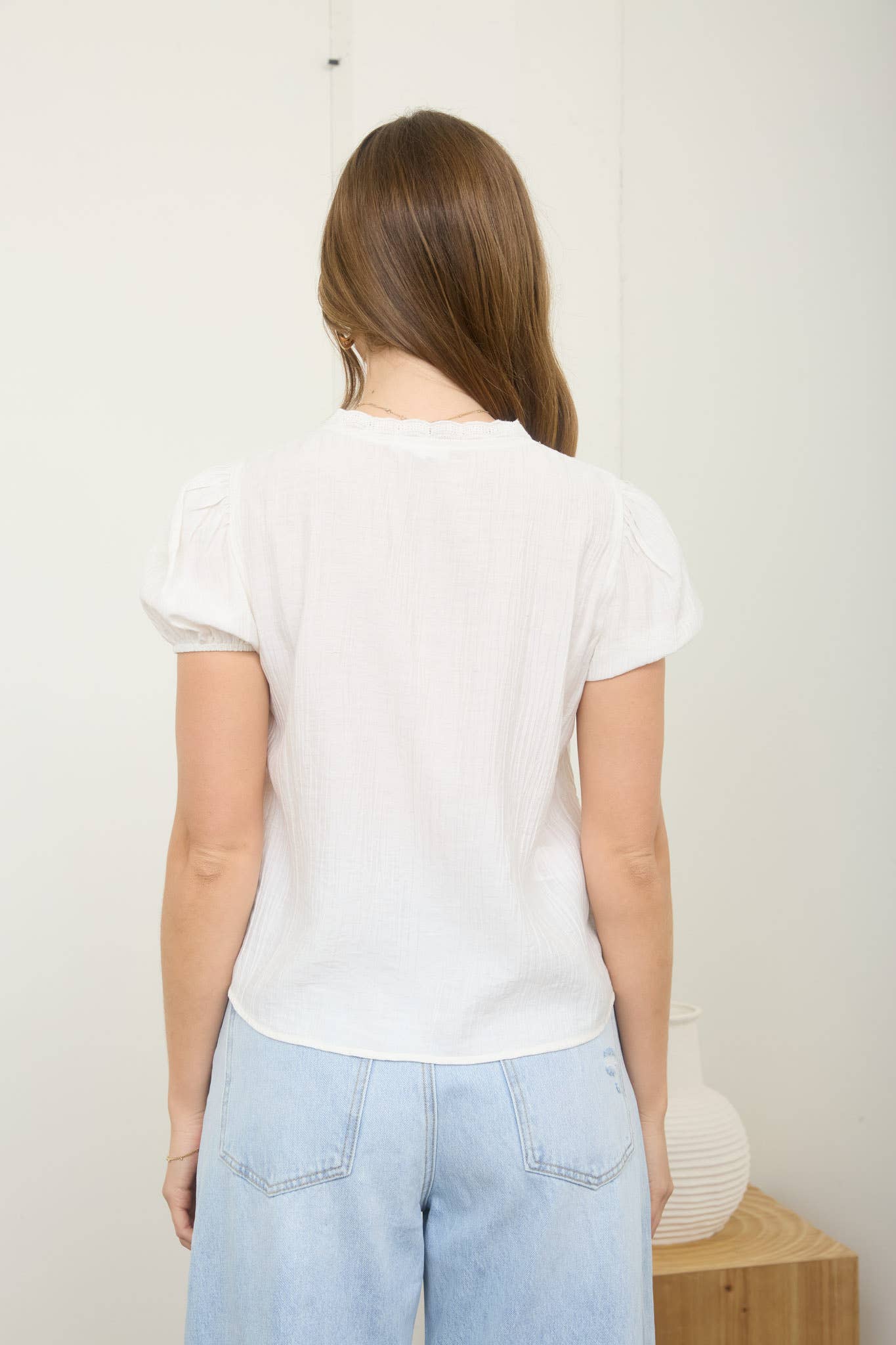 Lace Detail Puff Sleeve