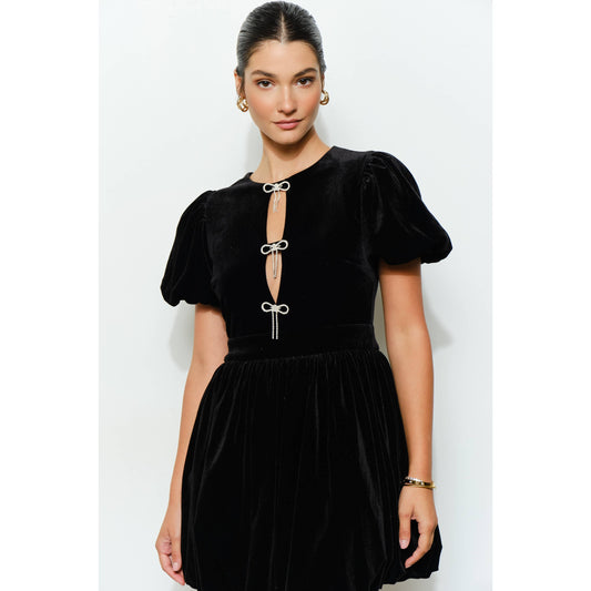 Velvet Bow Mini Dress