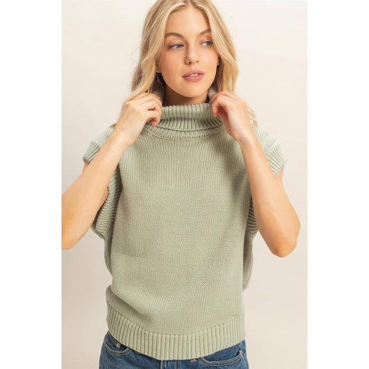 Sleeveless Turtleneck Sweater Top