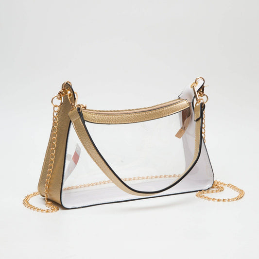 Clear Satchel Bag Gold