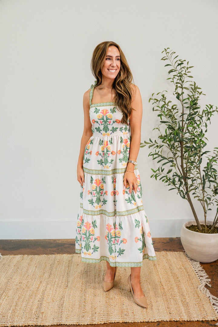 Garden Floral Print Midi Dress