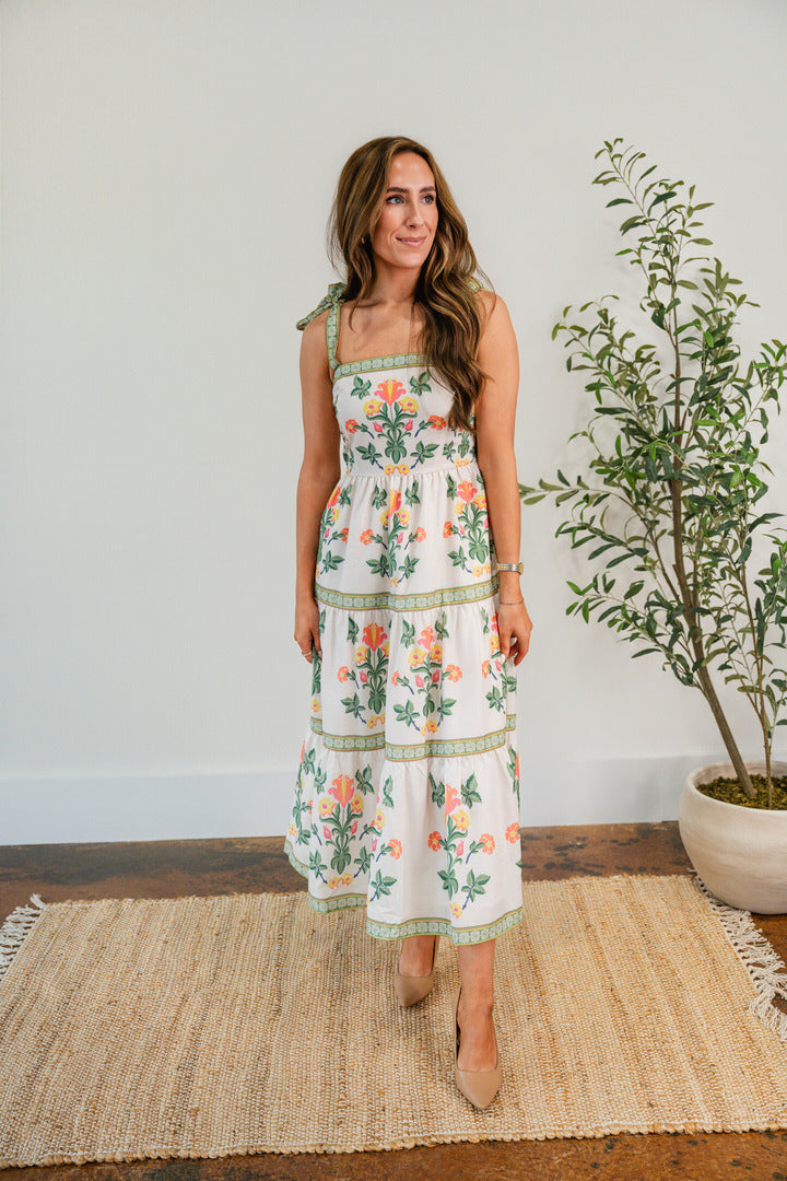 Garden Floral Print Midi Dress