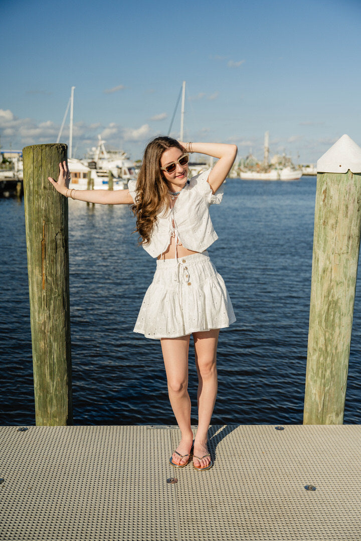 EYELET MINI SKIRT SET