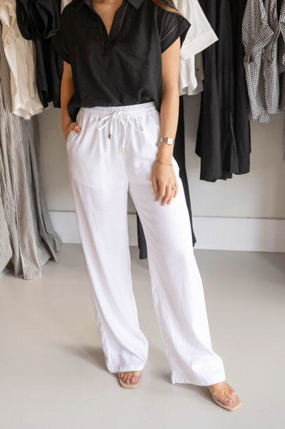 Linen Blend Wide Leg Pants