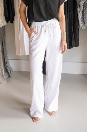Linen Blend Wide Leg Pants
