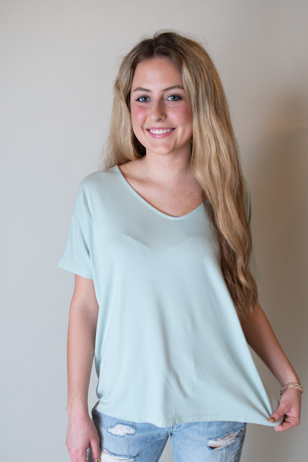 V Neck Dolman Sleeve Top