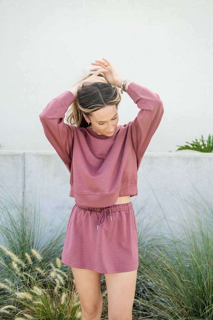 ROUND NECK SWEATSHIRT WITH FLARE SKORT