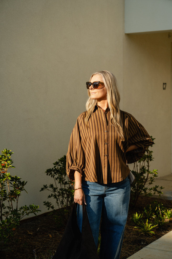 Mocha Button Front Shirt