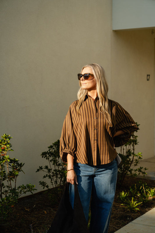 Mocha Button Front Shirt