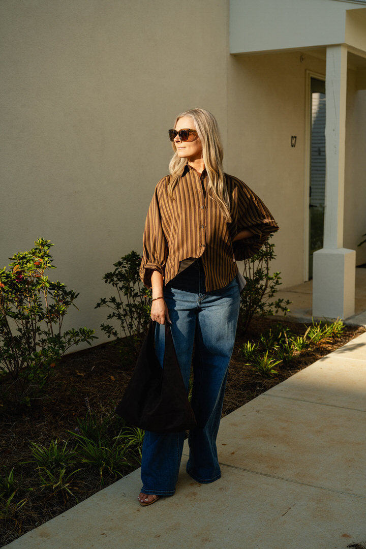 Mocha Button Front Shirt