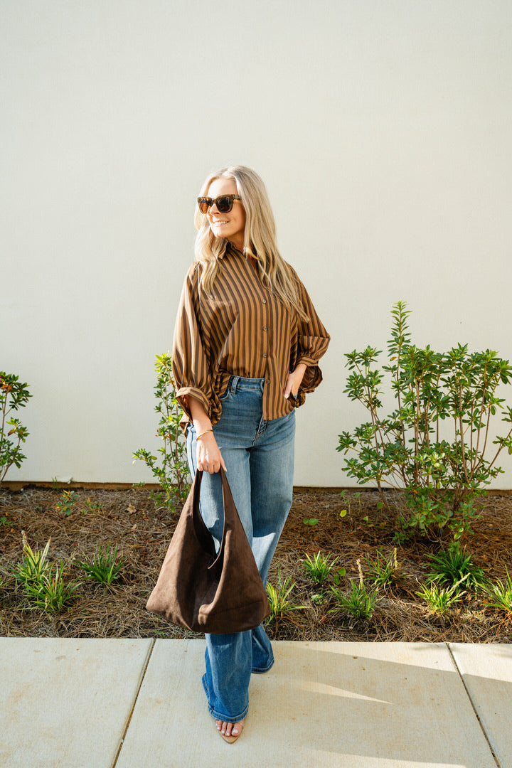 Mocha Button Front Shirt