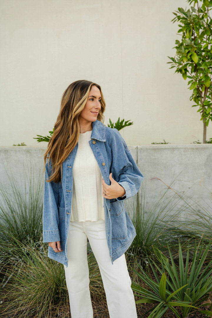 BOAT NECK FLARE RIBBED TOP