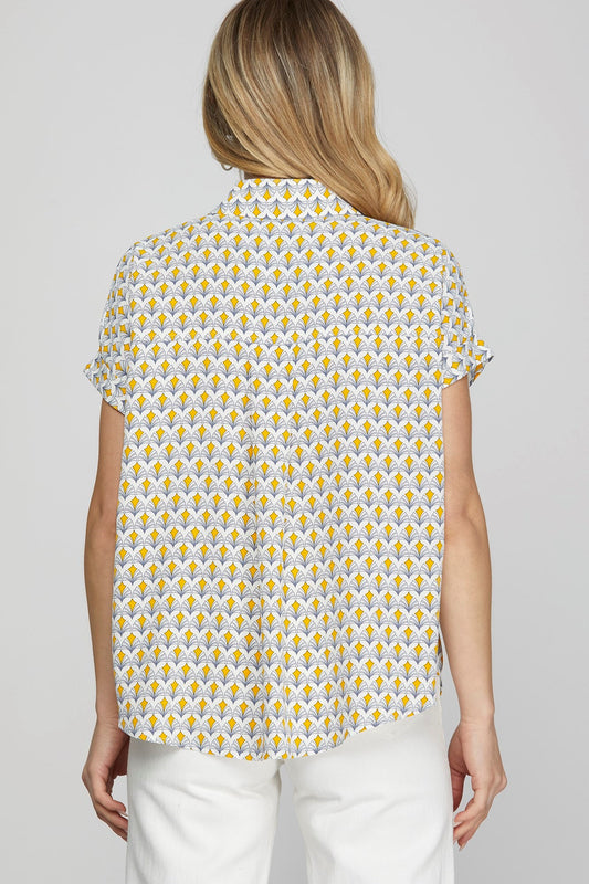 Collared Printed Top