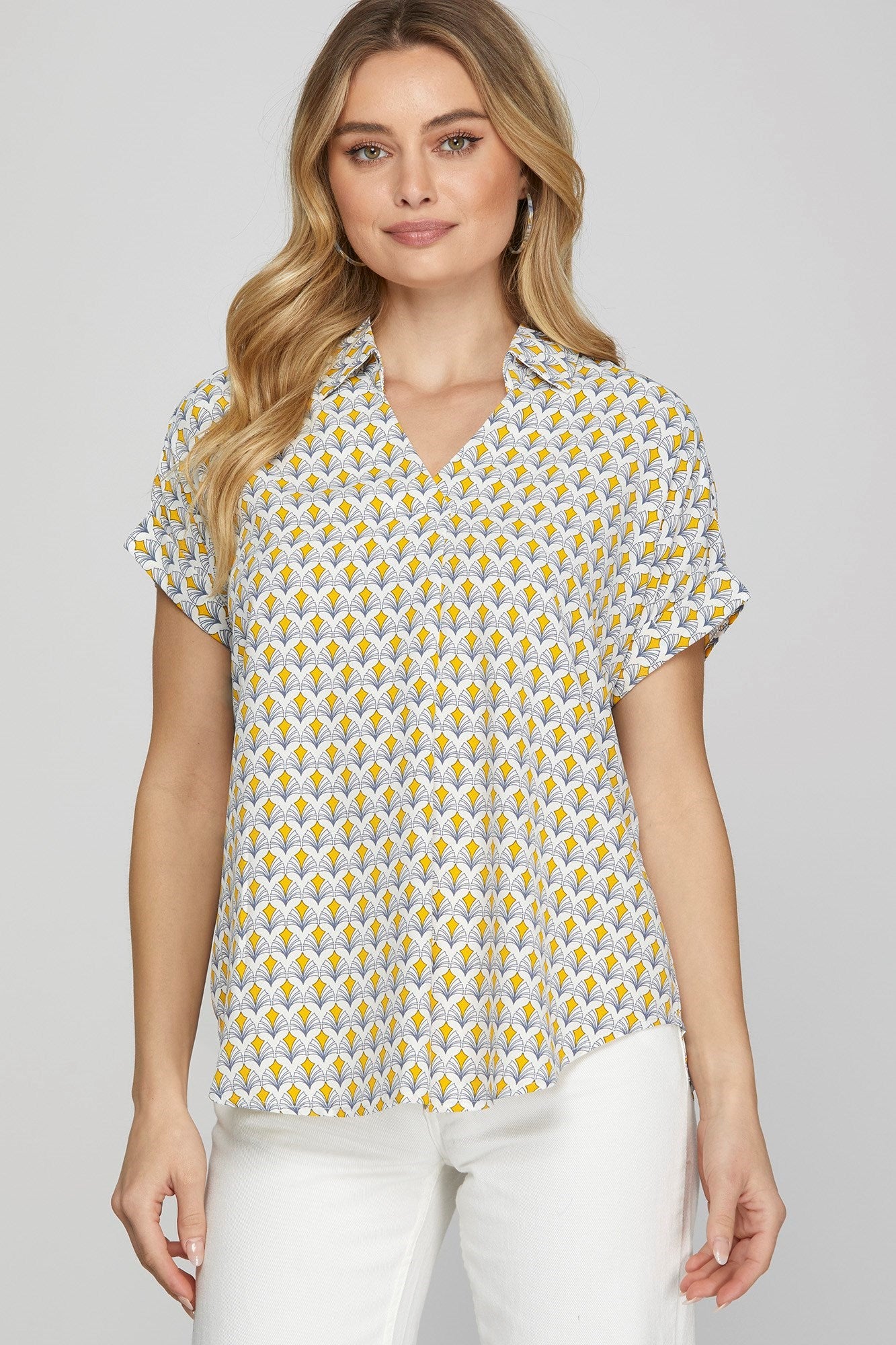 Collared Printed Top