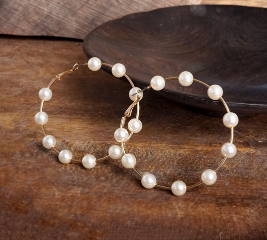 Large Pearl Hoops