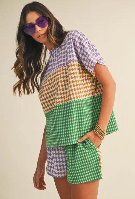 Mardi Gras Checkered Set
