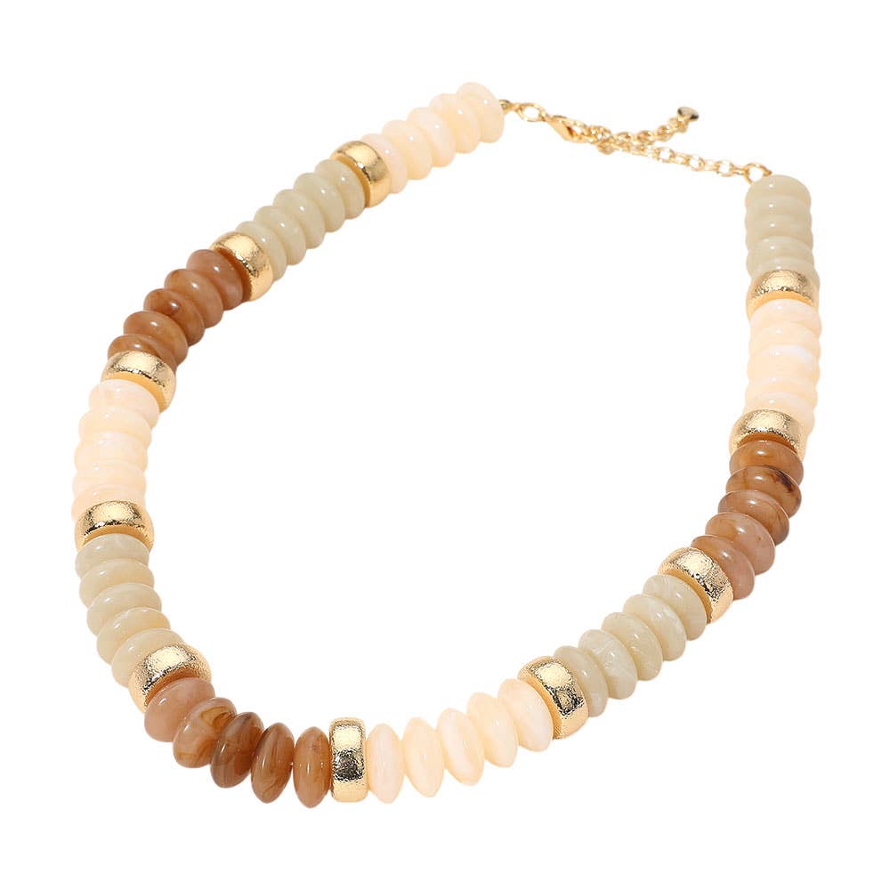 Chunky Bead Necklace - Gold/Ivory