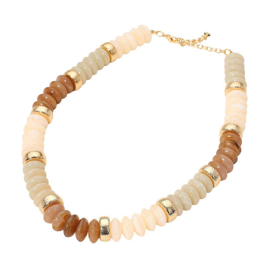 Chunky Bead Necklace - Gold/Ivory