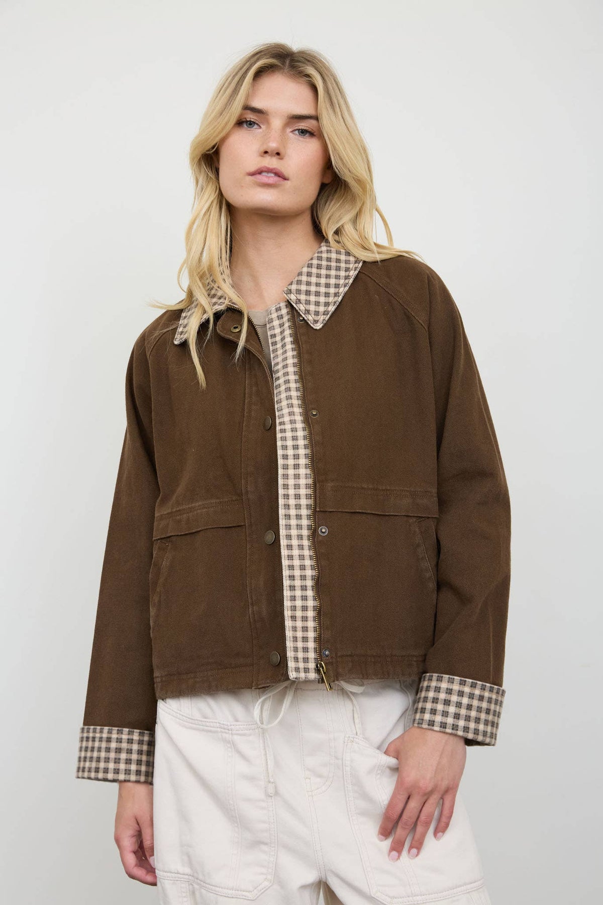 GINGHAM COLLAR JACKET